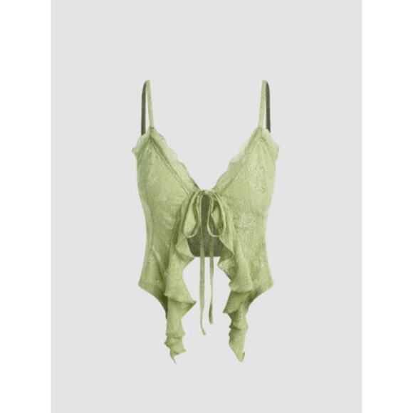 Cider Sage Green Ruffled Lace Tank Top – NWOT – Size XL - Picture 3 of 14